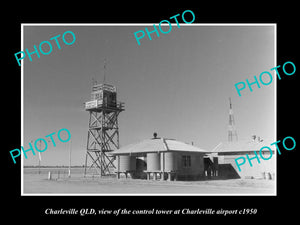 OLD LARGE HISTORIC PHOTO OF CHARLEVILLE QUEENSLAND, AIRPORT CONTROL TOWER c1950