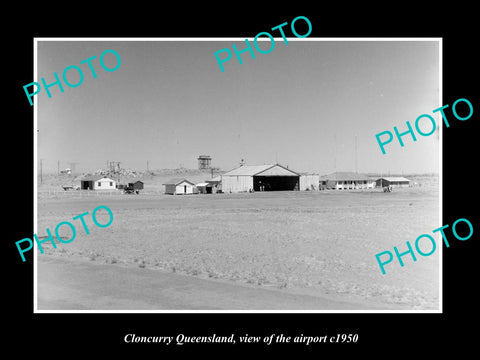 OLD LARGE HISTORIC PHOTO OF CLONCURRY QUEENSLAND, VIEW OF THE AIRPORT c1950