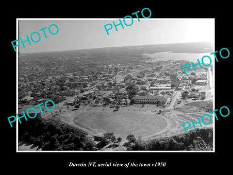 OLD HISTORIC PHOTO OF DARWIN NORTHERN TERRITORY, AERIAL VIEW OF THE TOWN c1950 2