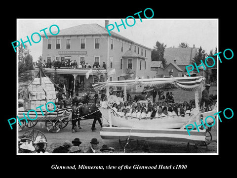 OLD LARGE HISTORIC PHOTO OF GLENWOOD MINNESOTA, THE GLENWOOD HOTEL c1890