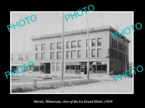 OLD LARGE HISTORIC PHOTO OF MORRIS MINNESOTA, VIEW OF THE LA GRAND HOTEL c1910