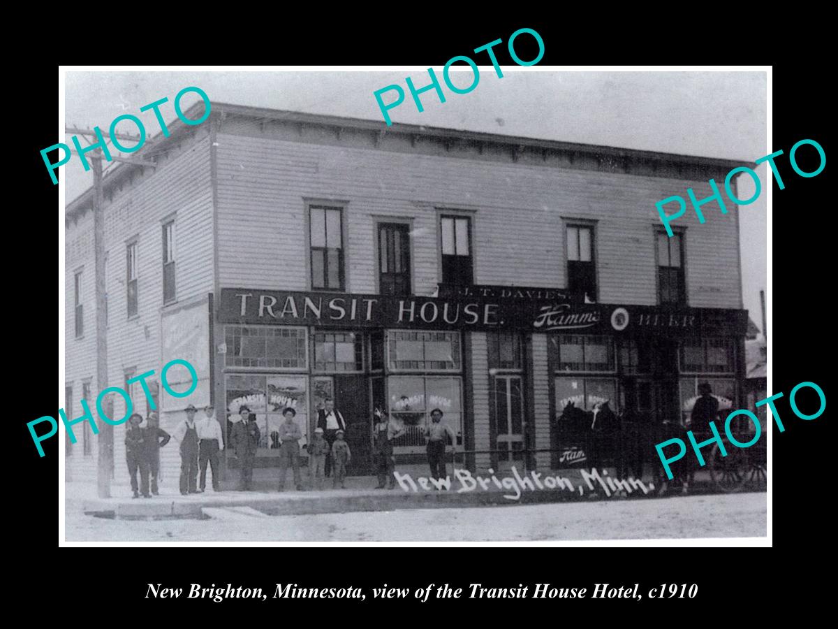 OLD LARGE HISTORIC PHOTO OF NEW BRIGHTON MINNESOTA, TRANSIT HOUSE HOTEL c1910