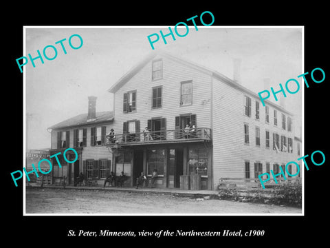 OLD LARGE HISTORIC PHOTO OF ST PETER MINNESOTA, THE NORTHWESTERN HOTEL c1900