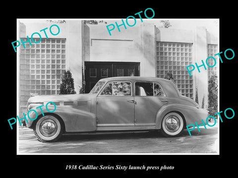 OLD LARGE HISTORIC PHOTO OF 1938 CADILLAC SERIES SIXTY CAR LAUNCH PRESS PHOTO