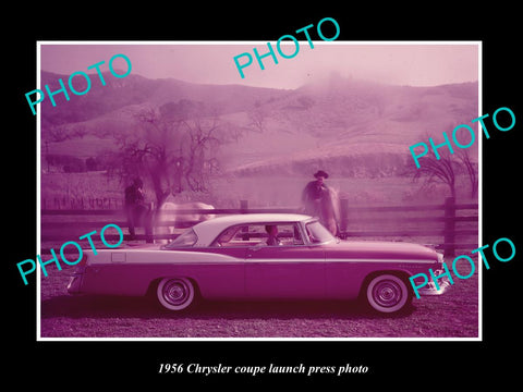 OLD LARGE HISTORIC PHOTO OF 1956 CHRYSLER COUPE CAR LAUNCH PRESS PHOTO