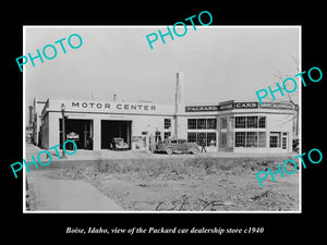 OLD LARGE HISTORIC PHOTO OF BOISE IDAHO, THE PACKARD CAR DEALERSHIP c1940