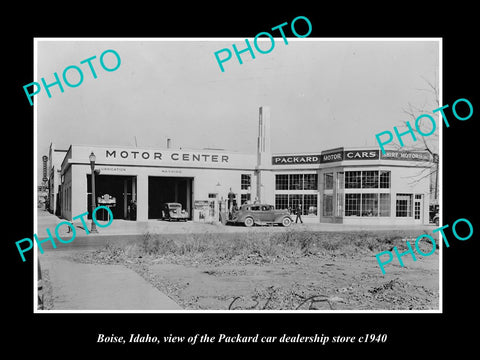 OLD LARGE HISTORIC PHOTO OF BOISE IDAHO, THE PACKARD CAR DEALERSHIP c1940