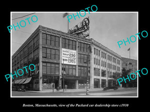 OLD LARGE HISTORIC PHOTO OF BOSTON MASSACHUSETTS, PACKARD CAR DEALERSHIP c1930