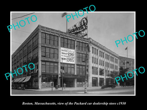 OLD LARGE HISTORIC PHOTO OF BOSTON MASSACHUSETTS, PACKARD CAR DEALERSHIP c1930