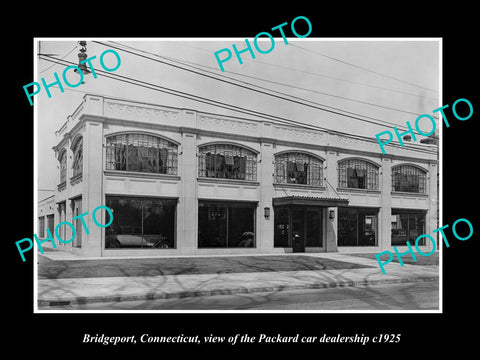 OLD LARGE HISTORIC PHOTO OF BRIDGEPORT CONNECTICUT PACKARD CAR DEALERSHIP c1925