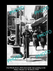 OLD LARGE HISTORIC PHOTO OF FORT WORTH TEXAS, POLICE OFFICE ON 7th STREET c1930