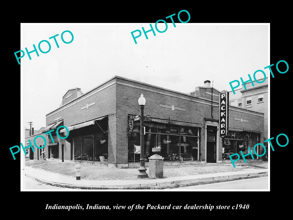 OLD LARGE HISTORIC PHOTO OF INDIANAPOLIS, THE PACKARD CAR DEALERSHIP c1940