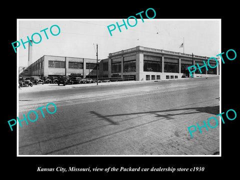 OLD LARGE HISTORIC PHOTO OF KANSAS CITY MISSOURI, PACKARD CAR DEALERSHIP c1930