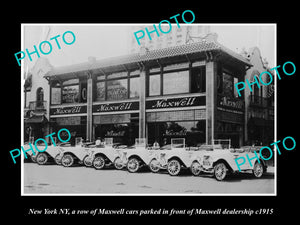 OLD LARGE HISTORIC PHOTO OF NEW YORK NY, THE MAXWELL MOTOR Co CAR DEALER c1915