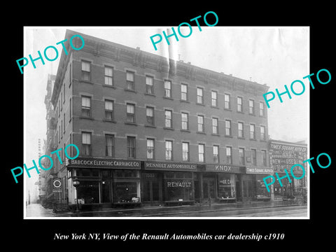 OLD LARGE HISTORIC PHOTO OF NEW YORK NY, THE RENAULT MOTOR Co CAR DEALER c1910