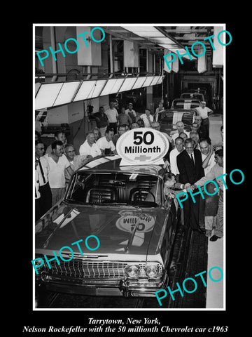 OLD HISTORIC PHOTO OF TARRYTOWN NEW YORK, THE 50 MILLIONTH CHEVROLET CAR 1963