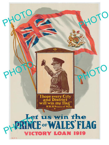 OLD HISTORIC PHOTO OF WWI  MILITARY POSTER c1915, THE PRICE OF WALES FLAG