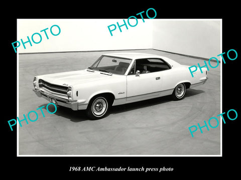 OLD LARGE HISTORIC PHOTO OF 1968 AMC AMBASSADOR COUPE CAR LAUNCH PRESS PHOTO