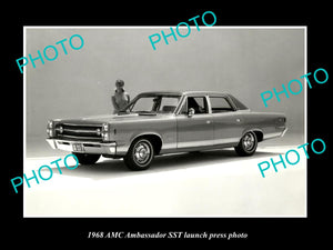 OLD LARGE HISTORIC PHOTO OF 1968 AMC AMBASSADOR SST CAR LAUNCH PRESS PHOTO