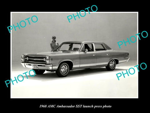 OLD LARGE HISTORIC PHOTO OF 1968 AMC AMBASSADOR SST CAR LAUNCH PRESS PHOTO