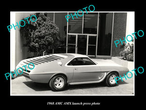 OLD LARGE HISTORIC PHOTO OF 1968 AMC AMX CAR LAUNCH PRESS PHOTO 1