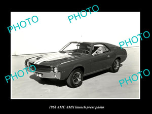 OLD LARGE HISTORIC PHOTO OF 1968 AMC AMX CAR LAUNCH PRESS PHOTO 2