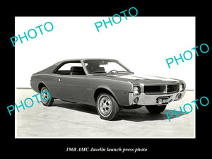 OLD LARGE HISTORIC PHOTO OF 1968 AMC JAVELIN CAR LAUNCH PRESS PHOTO