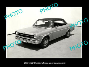 OLD LARGE HISTORIC PHOTO OF 1968 AMC RAMBLER ROUGE CAR LAUNCH PRESS PHOTO