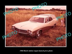 OLD LARGE HISTORIC PHOTO OF 1968 BUICK STATION WAGON CAR LAUNCH PRESS PHOTO