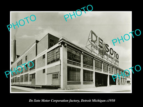 OLD LARGE HISTORIC PHOTO OF THE DE SOTO MOTOR Co FACTORY, DETROIT MICHIGAN c1950