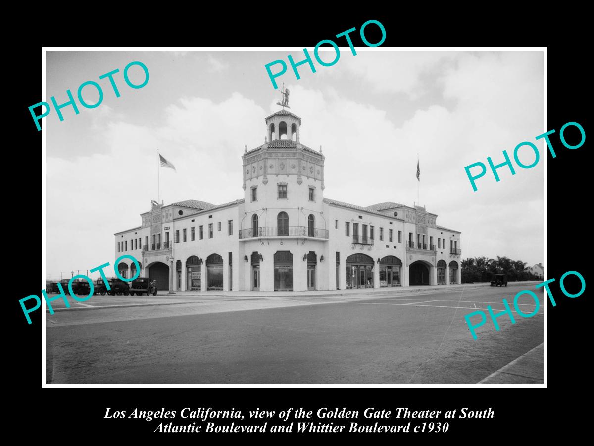 OLD LARGE HISTORIC PHOTO OF LOS ANGELES CALIFORNIA, THE GOLDEN GATE THEATER 1930