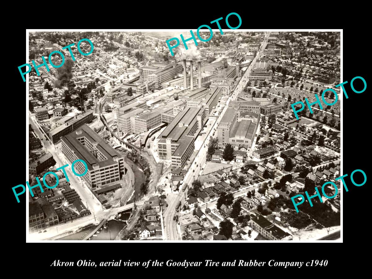 OLD LARGE HISTORIC PHOTO OF AKRON OHIO, THE GOODYEAR TIRE & RUBBER Co c1940