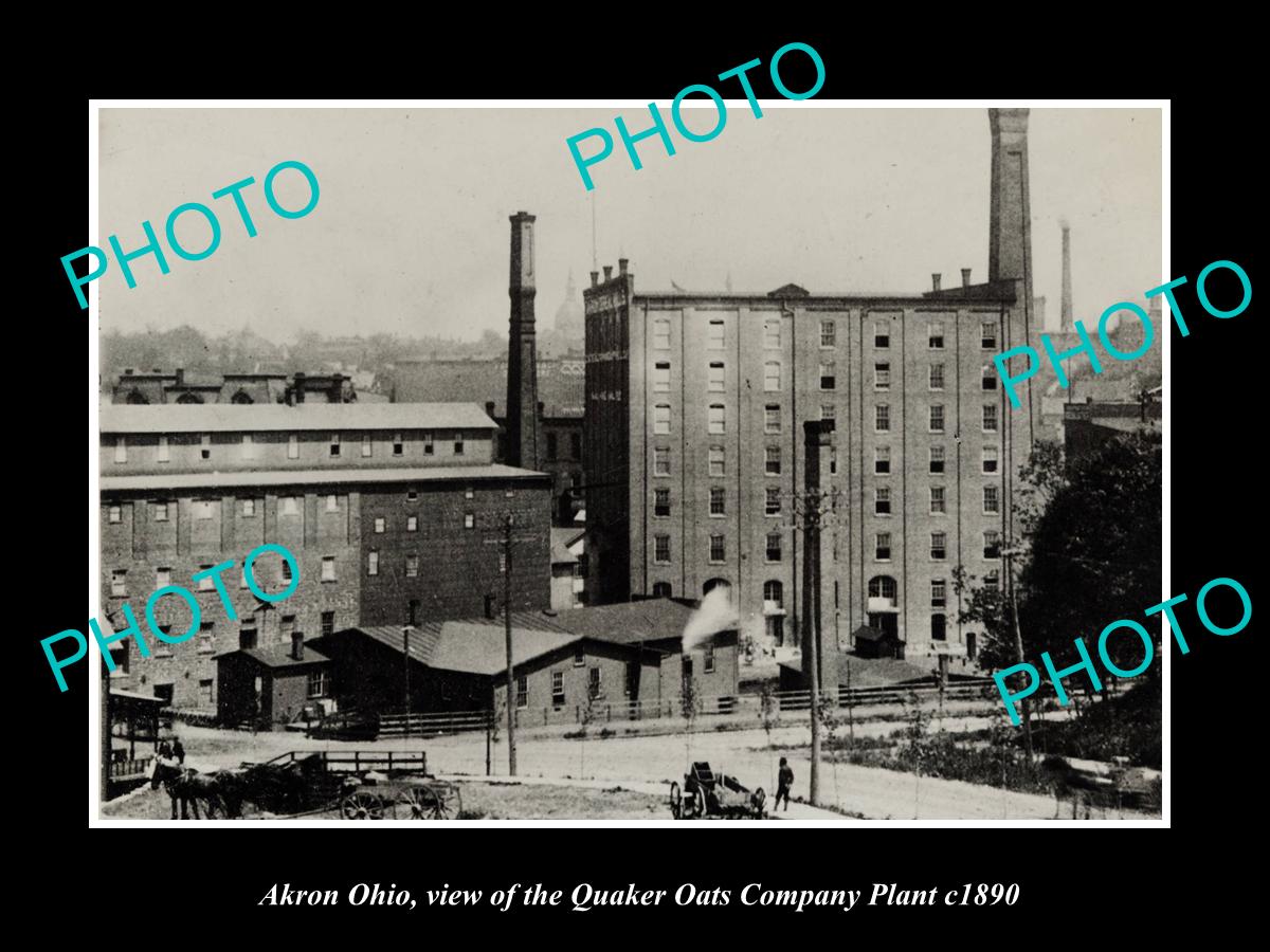 OLD LARGE HISTORIC PHOTO OF AKRON OHIO, THE QUAKER OATS Co PLANT c1890