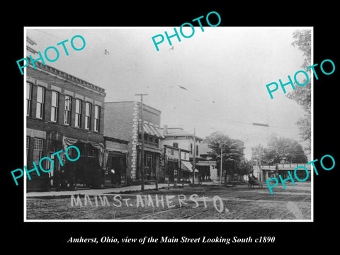 OLD LARGE HISTORIC PHOTO OF AMHERST OHIO, VIEW OF THE MAIN STREET c1890