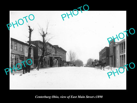 OLD LARGE HISTORIC PHOTO OF CENTERBURG OHIO, VIEW OF EAST MAIN STREET c1890