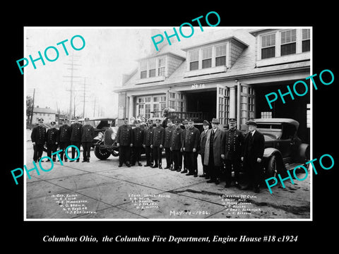 OLD LARGE HISTORIC PHOTO OF COLUMBUS OHIO, THE FIRE DEPARTMENT & STATION c1924