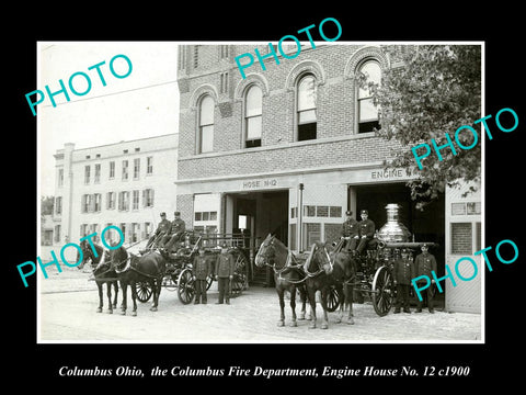 OLD LARGE HISTORIC PHOTO OF COLUMBUS OHIO, THE FIRE DEPARTMENT & STATION c1900