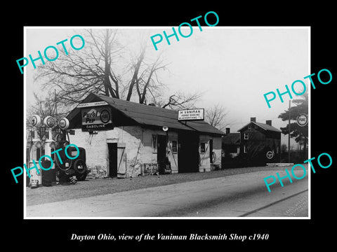 OLD LARGE HISTORIC PHOTO OF DAYTON OHIO, THE VANIMAN BLACKSMITH SHOP c1940