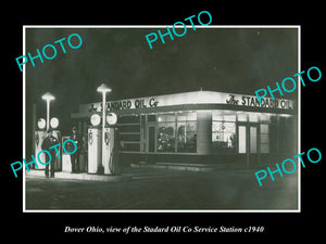 OLD LARGE HISTORIC PHOTO OF DOVER OHIO, THE STANDARD OIL Co GAS STATION c1940