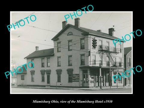 OLD LARGE HISTORIC PHOTO OF MIAMISBURG OHIO, VIEW OF THE MIAMISBURG HOTEL c1930