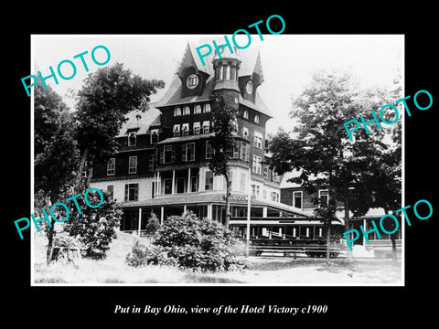OLD LARGE HISTORIC PHOTO OF PUT IN BAY OHIO, VIEW OF THE VICTORY HOTEL c1900