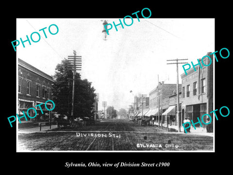 OLD LARGE HISTORIC PHOTO OF SYLVANIA OHIO, VIEW OF DIVISION STREET c1900