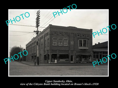 OLD LARGE HISTORIC PHOTO OF UPPER SANDUSKY OHIO, VIEW OF THE CITIZEN'S BANK 1920