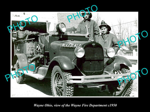 OLD LARGE HISTORIC PHOTO OF WAYNE OHIO, VIEW OF THE FIRE DEPARTMENT c1950