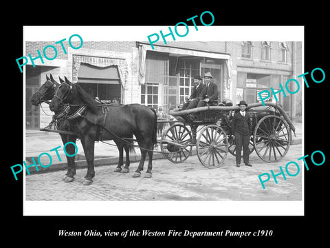 OLD LARGE HISTORIC PHOTO OF WESTON OHIO, THE WESTON FIRE DEPARTMENT c1910