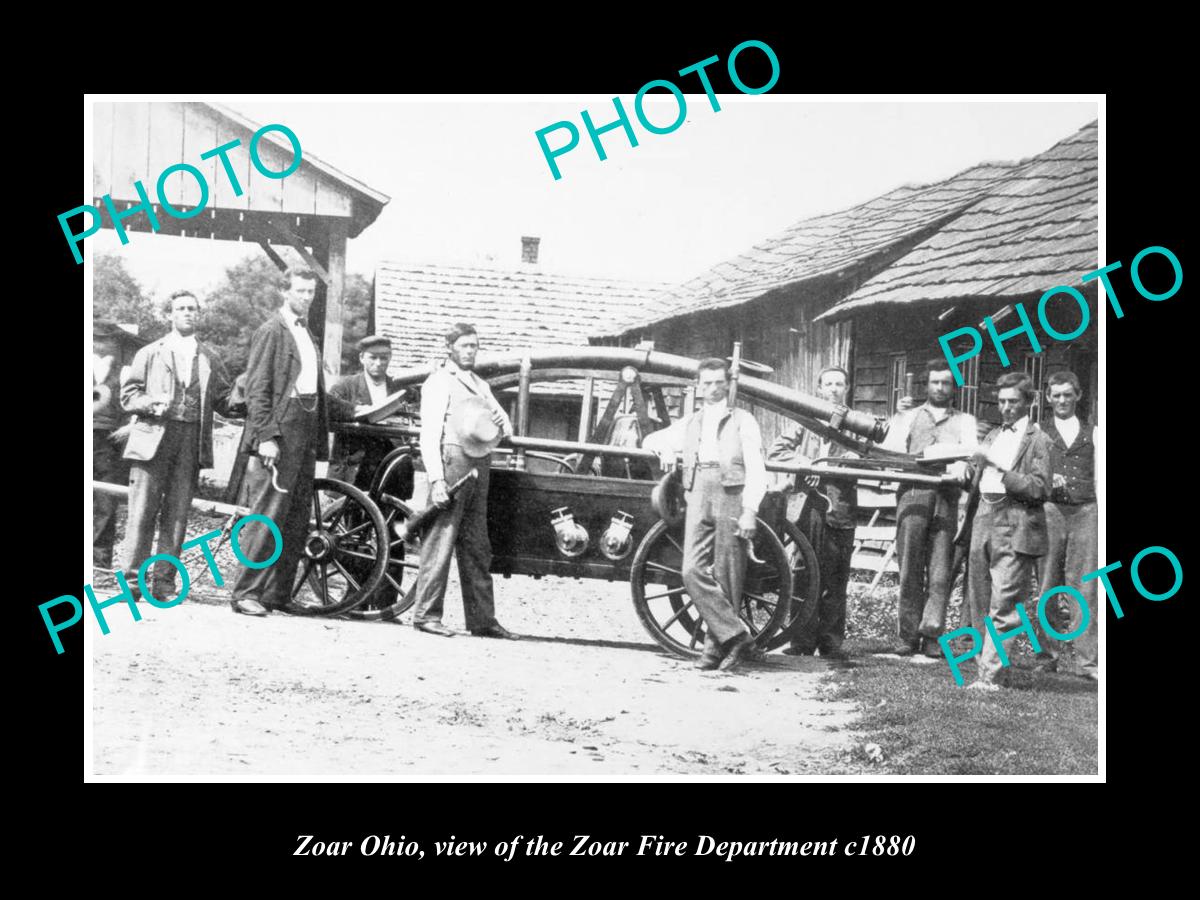 OLD LARGE HISTORIC PHOTO OF ZOAR OHIO, VIEW OF THE ZOAR FIRE DEPARTMENT c1880