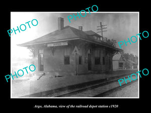 OLD LARGE HISTORIC PHOTO OF ARGO ALABAMA, THE RAILROAD DEPOT STATION c1920