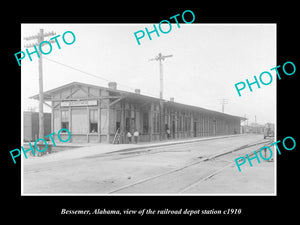 OLD LARGE HISTORIC PHOTO OF BESSEMER ALABAMA, THE RAILROAD DEPOT STATION c1910