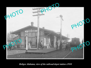 OLD LARGE HISTORIC PHOTO OF BOLIGEE ALABAMA, THE RAILROAD DEPOT STATION c1910