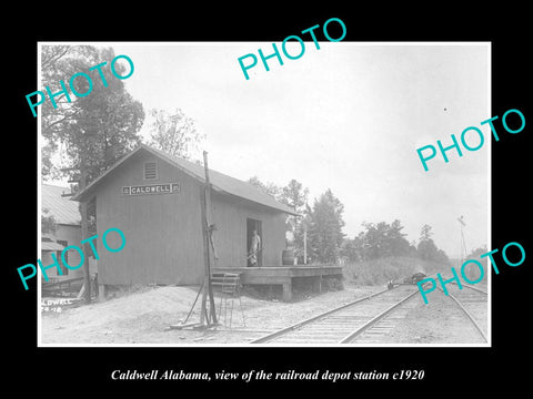 OLD LARGE HISTORIC PHOTO OF CALDWELL ALABAMA, THE RAILROAD DEPOT STATION c1920